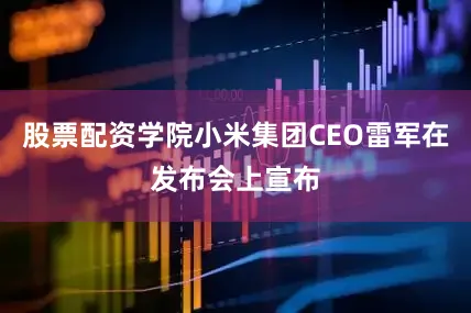 股票配资学院小米集团CEO雷军在发布会上宣布